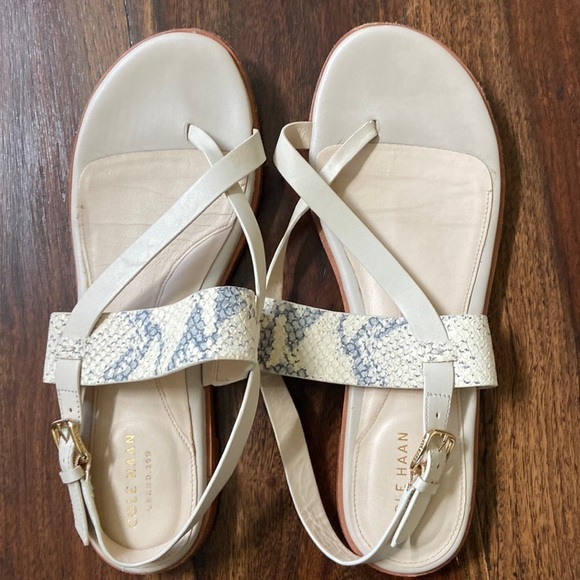 Cole Haan Shoes - Sz 8.5 Women’s Cole Haan Sandals So Comfy! Ivory w/Snakeskin Detail Ankle Strap